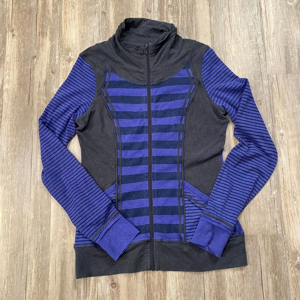 PrAna Womens Blue Long Sleeve Full ZIp Jacket Size Small Hemp Organic Cotton
